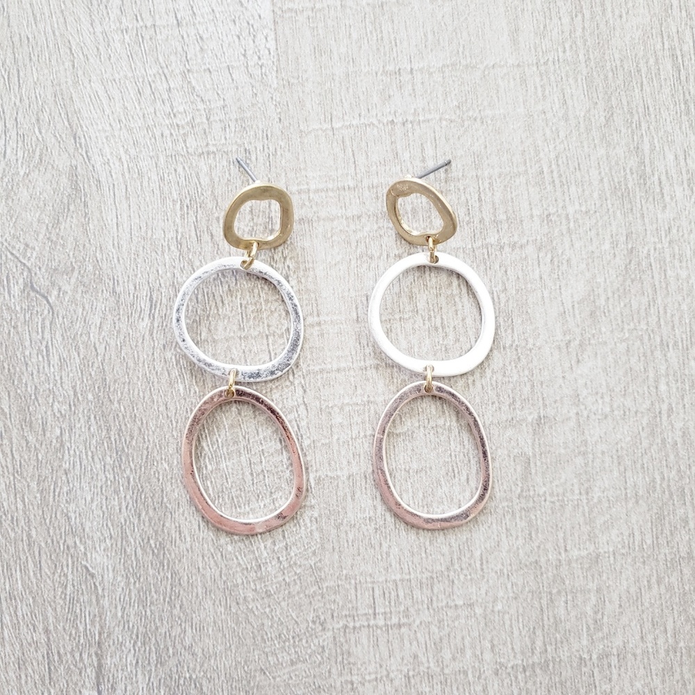 Triple Link Dangle Earrings - Picture 5 of 5